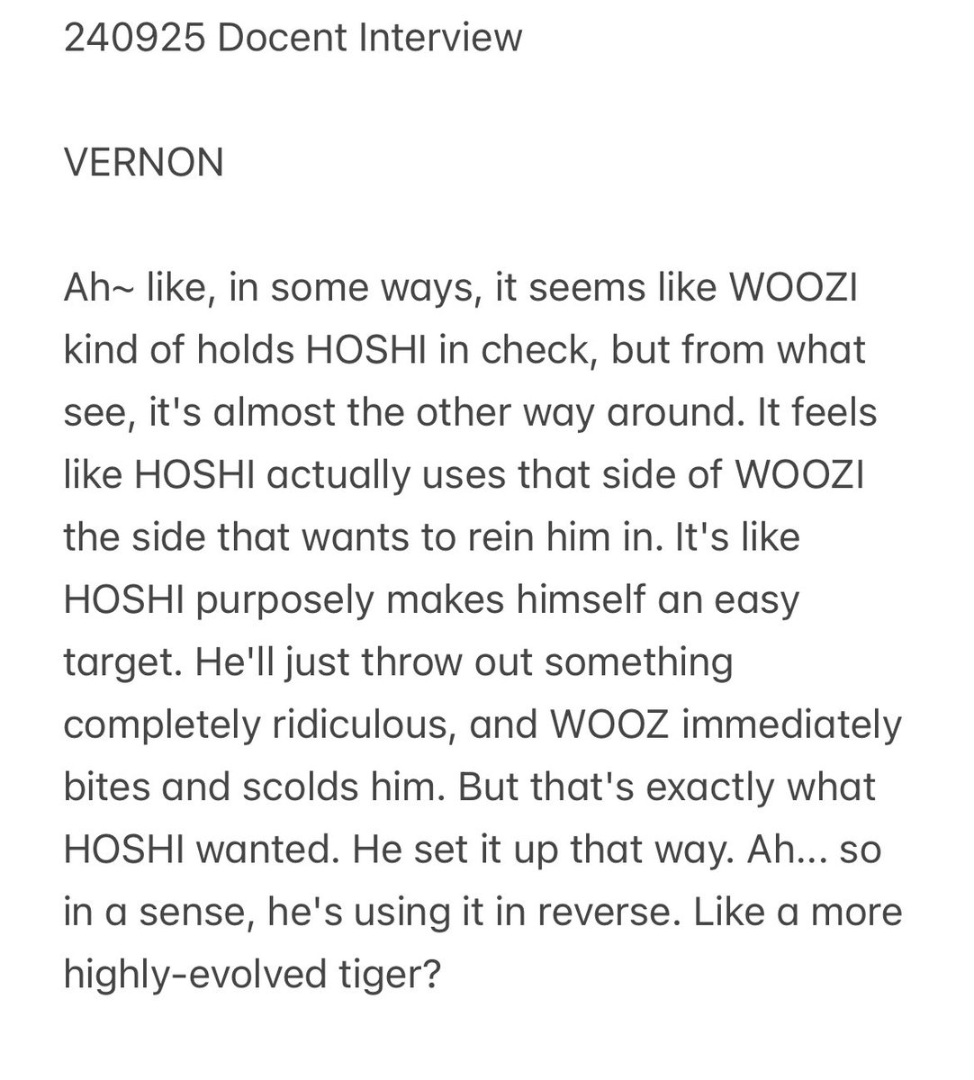 howoo docent today

“He'll just throw out something completely ridiculous, and WOOZ immediately bites and scolds him.”🤣🤣🤣