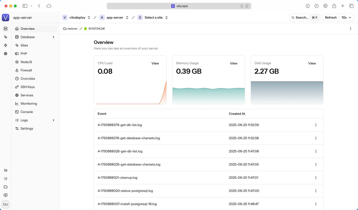 VitoDeploy
Self-Hosted
Server Management Tool
vitodeploy.com