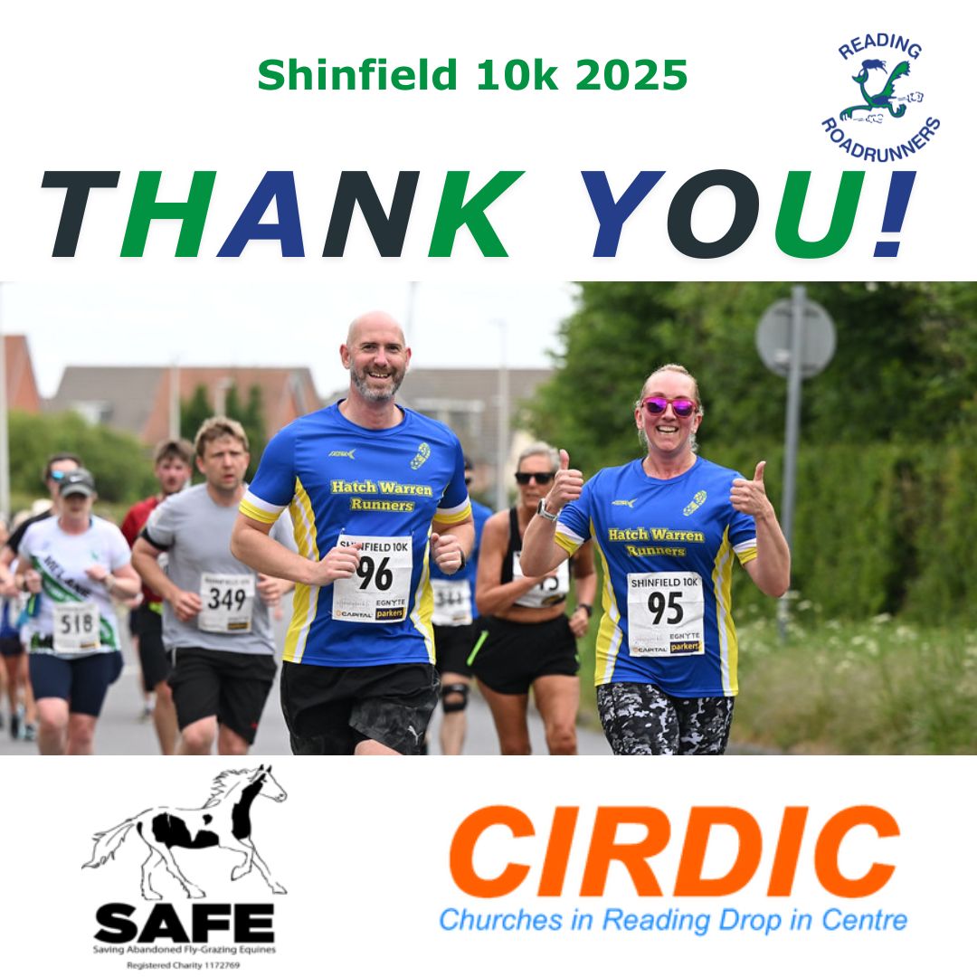 Huge thanks from Shinfield 10K comittee for the £6K raised at this years race - split between the RR charity of the year SAFE and CIRDIC.
£1,000 also donated to 1st Shinfield Scouts 
See you next year 4.5.26 - reg opens in Jan 26.