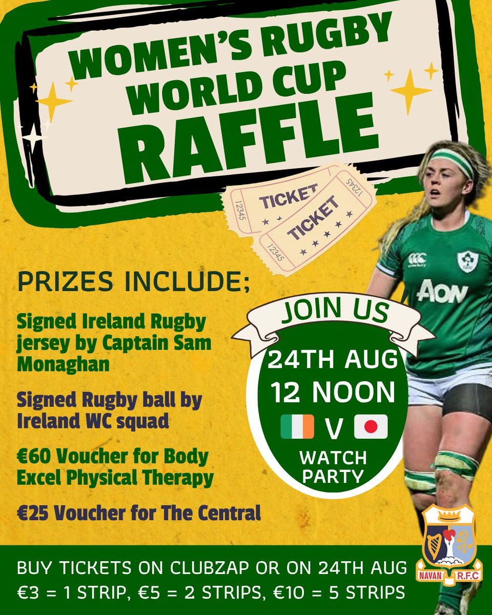 Navanrfc (@navanrfc) on Twitter photo Join us from 11:15am in our Clubhouse at Balreask Old for our Watch Party as <a href="/IrishRugby/">Irish Rugby</a> begins their #RWC2025 campaign against Japan ๐ฏ๐ต
Kick-Off is at Midday ๐๐
C'MON IRELAND โ๏ธโ๏ธโ๏ธ
#GreenWave
#NavanRFC100
#ShoulderToShoulder Join us from 11:15am in our Clubhouse at Balreask Old for our Watch Party as <a href="/IrishRugby/">Irish Rugby</a> begins their #RWC2025 campaign against Japan ๐ฏ๐ต
Kick-Off is at Midday ๐๐
C'MON IRELAND โ๏ธโ๏ธโ๏ธ
#GreenWave
#NavanRFC100
#ShoulderToShoulder
