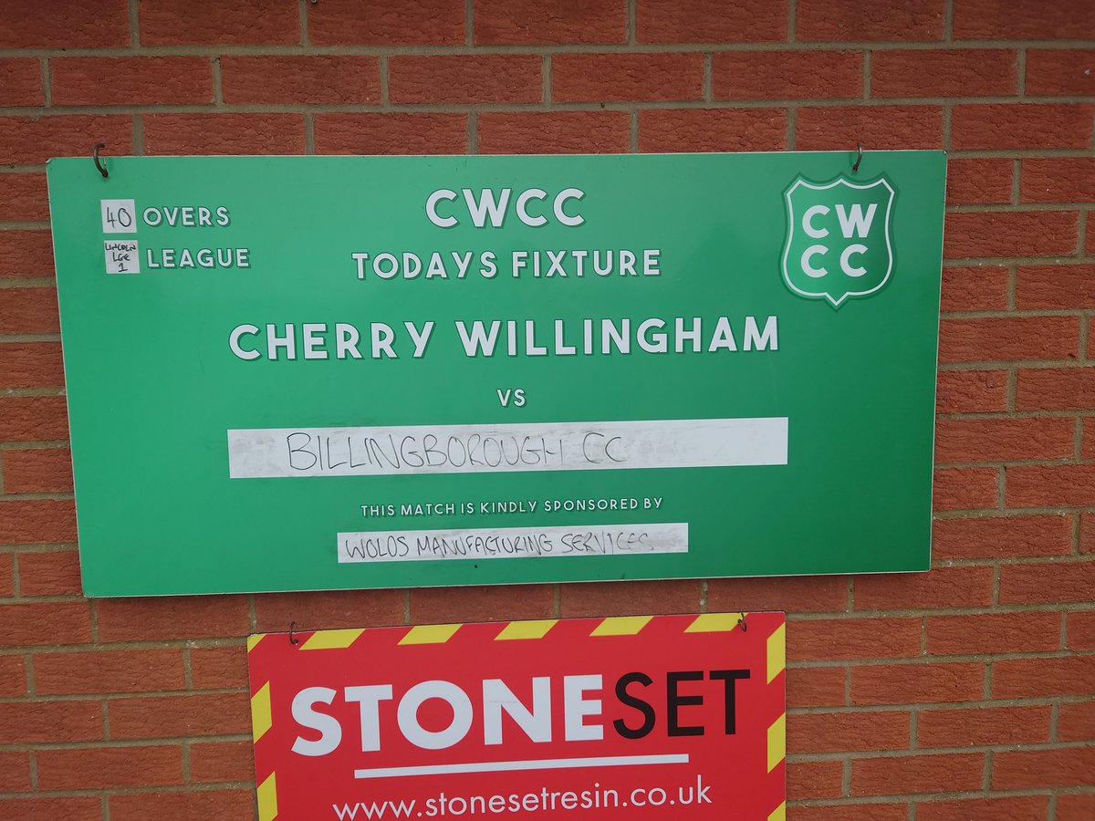 Cherry Willingham CC (@cherrywillcc) on Twitter photo Here's today's offering from the Laburnumbeu where <a href="/CherryWillCC/">Cherry Willingham CC</a> host <a href="/BBOROCC/">BillingboroughCC</a> in <a href="/SundayLeague13/">Lincoln & District Cricket Sunday League</a> Div 1. It's a warm and muggy morning and the forecast for the rest of the day is good. Thanks as always to our match sponsor Wolds Manufacturing Services. Stumps 1pm, all welcome. Here's today's offering from the Laburnumbeu where <a href="/CherryWillCC/">Cherry Willingham CC</a> host <a href="/BBOROCC/">BillingboroughCC</a> in <a href="/SundayLeague13/">Lincoln & District Cricket Sunday League</a> Div 1. It's a warm and muggy morning and the forecast for the rest of the day is good. Thanks as always to our match sponsor Wolds Manufacturing Services. Stumps 1pm, all welcome.