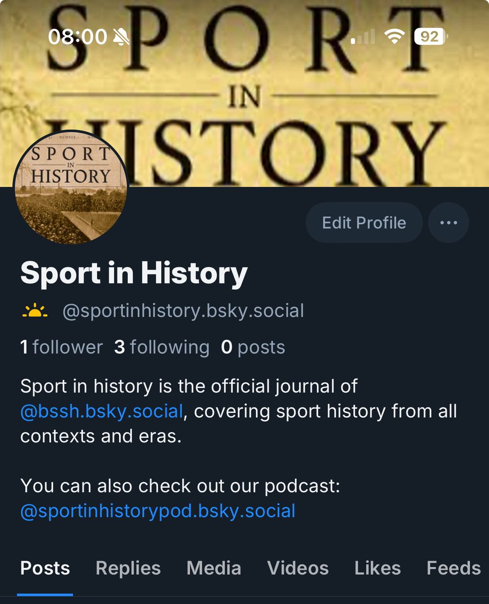 The <a href="/SprtinHistory/">Sport in History</a> journal, of which we’re named after, is now on <a href="/bluesky/">bluesky</a>. You can find them there via the link below or by searching for the username as shown in the picture below. 

Please feel free to share this as far &amp; wide as you can!! 

bsky.app/profile/sporti…
