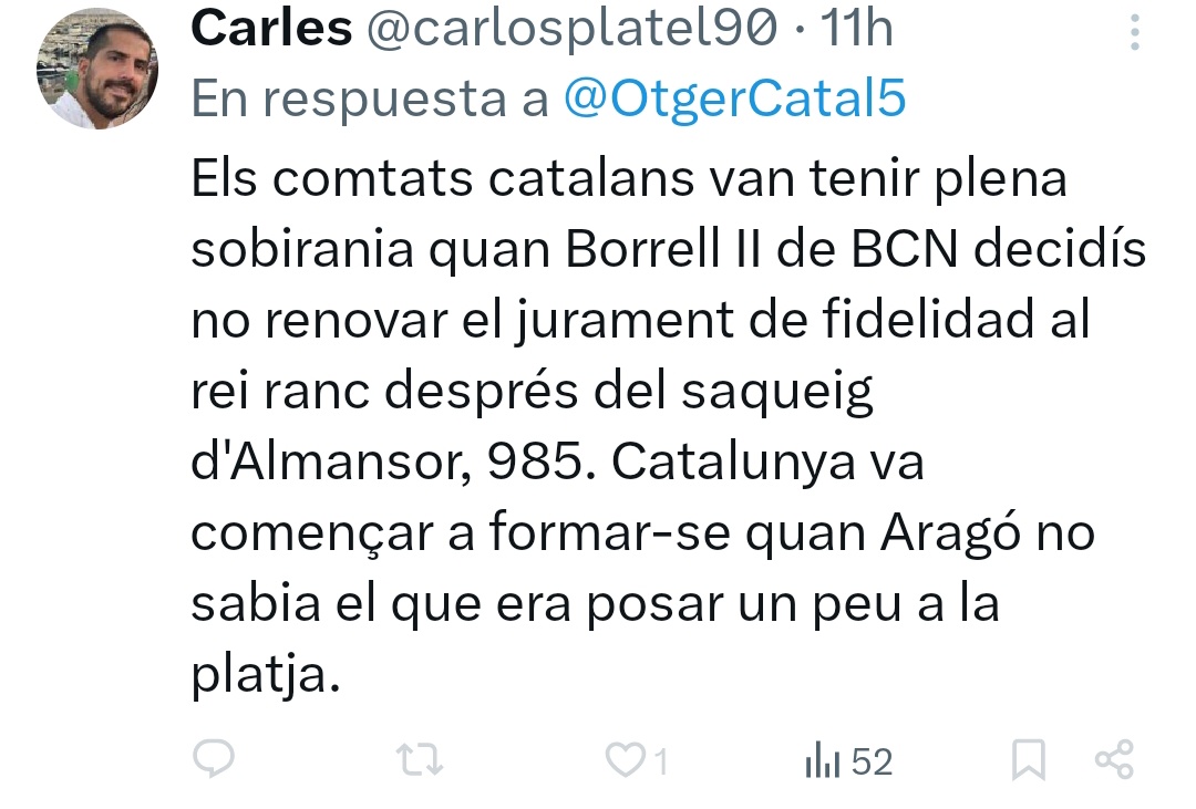 Sergio_Mrtinez's tweet image. El pobre Carles no ha estudiado que #Aragón fue fundada como entidad política, concretamente como condado, por el mismo señor que creó el condado de Barcelona. Eso es, Carlomagno.
No seas como Carles, estudia Historia.