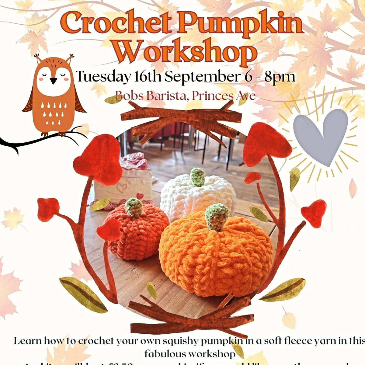 Learn how to crochet cute pumpkins in our next #workshop Suitable for all levels, including beginners
All materials provided to take home your pumpkin
£17.50 pp booking essential as spaces limited
<a href="/hull_libraries/">Hull Libraries</a>
<a href="/Hullccnews/">Hull City Council</a>
<a href="/RadioHumberside/">BBC Humberside</a>
<a href="/Hulls107FM/">Hull's 107FM</a>
#crochet
#kozmicturtle