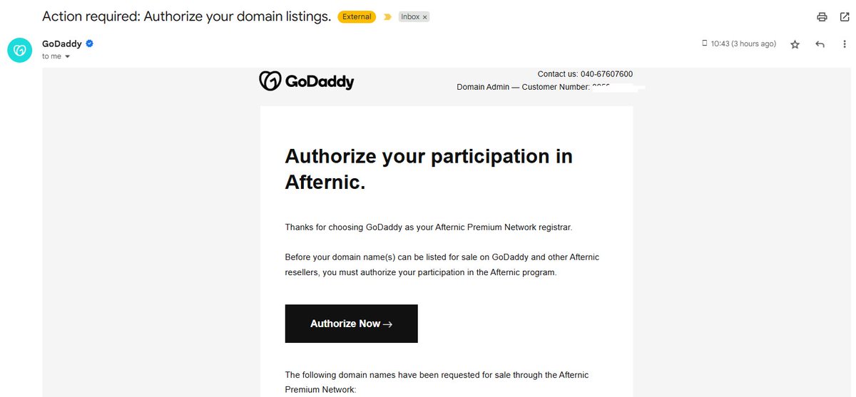 Every time @Afternic / <a href="/GoDaddy/">GoDaddy</a> emails me to "authorize domain listings"—and I didn’t trigger it—I get nervous.
Wish it said:
 “TRIGGERED BY Afternic username: USERNAME1”
So I know it's my own account.
Otherwise, how can I trust fast transfer?
This isn't just annoying — it's a
