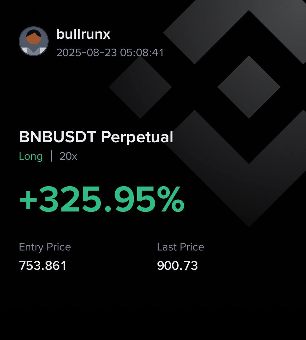 💰 +325.95% on $BNB 🔥

This is what precision looks like when you follow a plan instead of the noise. 📈

The next setup is already on the radar.
⛓️‍💥 → t.me/bullrunX

#BNB #Binance #Crypto #Altcoins #Cryptotanx