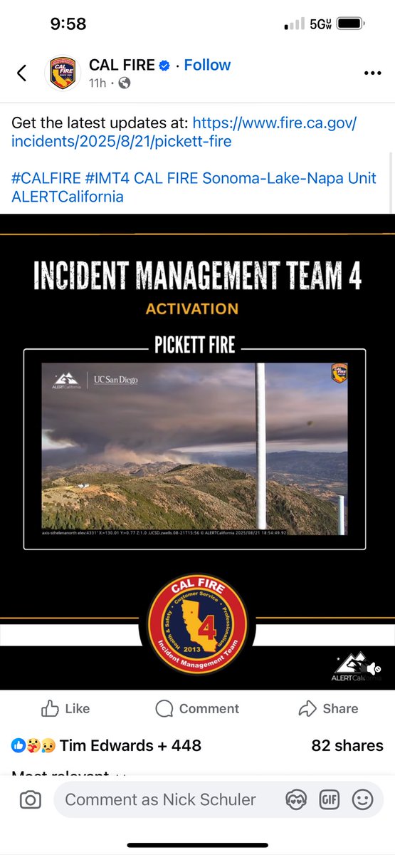 CALFIRE_CHIEF's tweet image. CAL FIRE Incident Management Team 4 has been activated to the #PickettFire in Napa County and will assume command Sunday afternoon, August 24.
 
Get the latest updates at: fire.ca.gov/incidents/2025…
 
#CALFIRE #IMT4