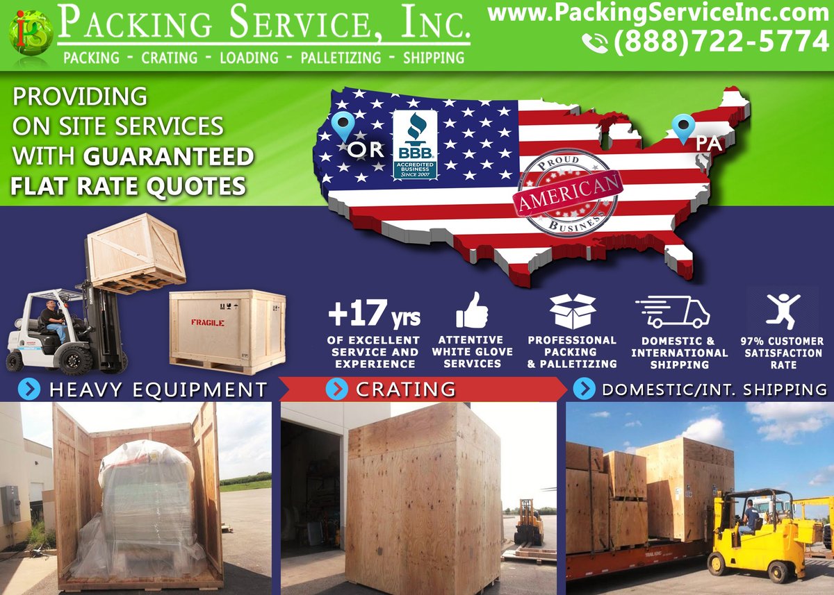 PackingService's tweet image. #Shipping made simple! Packing Service, Inc. does all the work for you! We specialize in #IndustrialShipping and #CustomCrating your belongings in the #Safest manner possible. Learn more at packingserviceinc.com