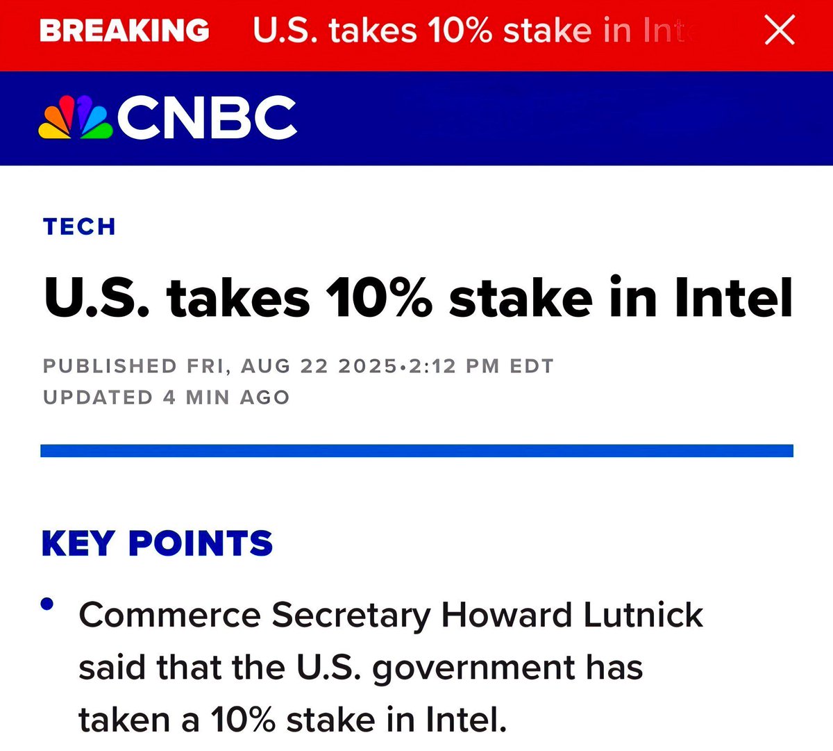 🟠BTC-ARCHIVE: Il governo degli Stati Uniti acquista azioni Intel prima di investire in Bitcoin: sviluppi futuri da seguire.