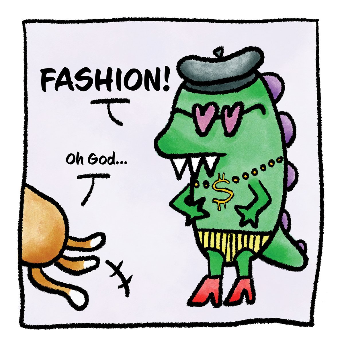 "Fashion Victim"
by Cédric &amp; Elora

That's me and my 11yo daughter: we create these strips together. You can see more here: instagram.com/crittersandco_…

#crittersandco #webcomic #comic #comicstrip #indiecomics #cat #catsgram #dino #dinosaurs #friends #fashion #funny