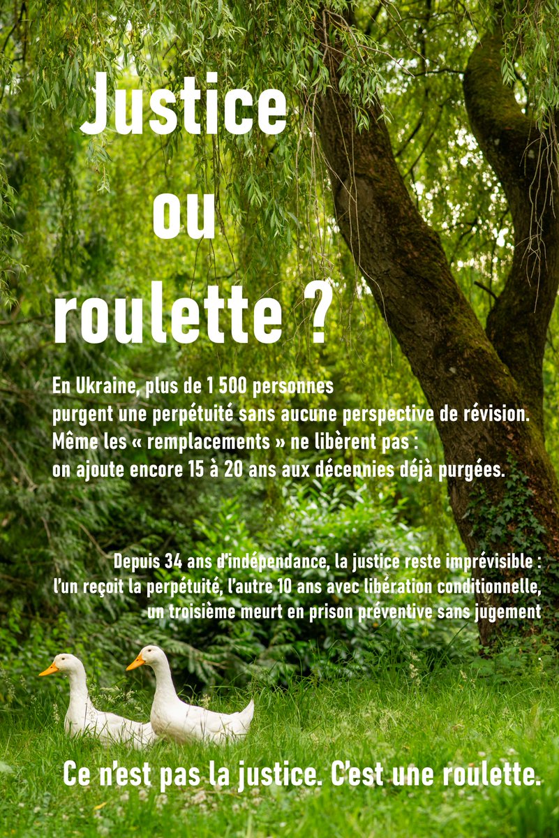 CriminalCodeUA's tweet image. Justice ou roulette ?
En Ukraine, 1 586 personnes purgent une peine de réclusion à perpétuité.
Parmi elles, des dizaines ont été condamnées dans les années 1990, selon l’ancien code pénal soviétique, et n’ont jamais eu le droit à une révision de leur dossier.
En 2023–2024, il n’y…