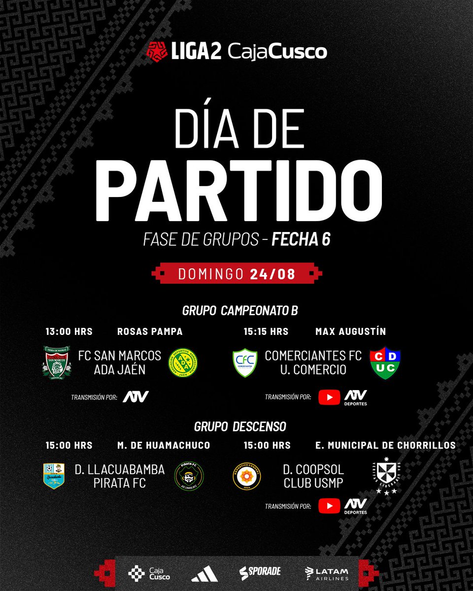 𝘂́𝗹𝘁𝗶𝗺𝗼 𝗱𝗶́𝗮 𝗱𝗲 𝗹𝗮 𝗳𝗲𝗰𝗵𝗮 𝟲 🔥

#Liga2CajaCusco