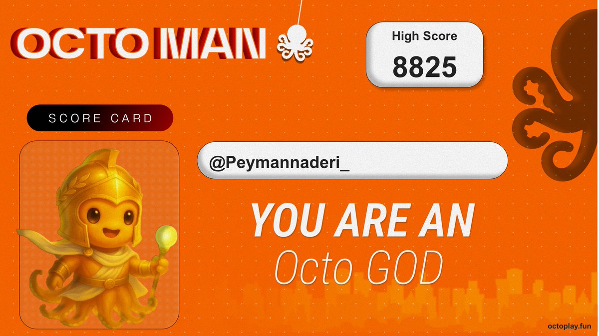 Peymannaderi_'s tweet photo. I Scored 8825 in #octoman

What a wild play by @OpenledgerHQ hope I’ve stacked up a solid amount of points so far. Please make sure to fill out the form too. OpenLedger has some serious moves coming up, and I’m hyped for the TGE.

@Cryptking_1 I challenge you, my friend https://t.co/reBdqZ3PVy