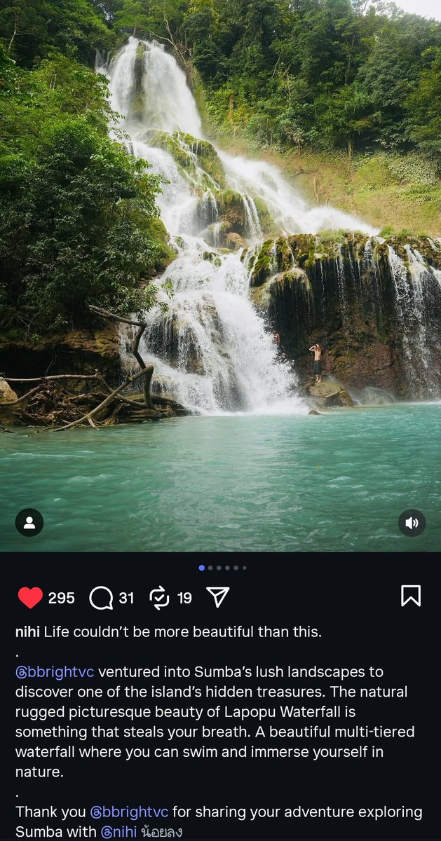 Life couldn't be more beautiful than this.
<a href="/bbrightvc/">bright</a> ventured into Sumba's lush landscapes to discover one of the island's hidden treasures. The natural rugged picturesque beauty of Lapopu Waterfall is something that steals your breath. 

IG nihi

#bbrightvc