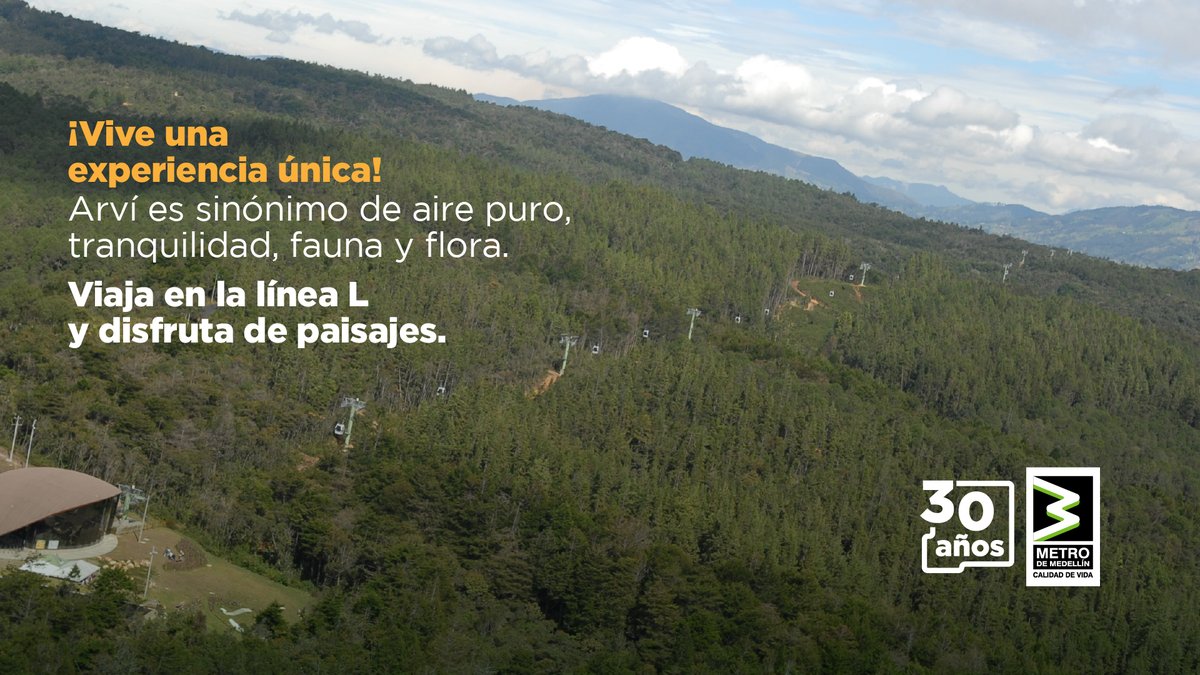 Metro de Medellín 💚 #CulturaMetro (@metrodemedellin) on Twitter photo Sumérgete en la belleza de la naturaleza y vive una experiencia única. 🌿
🥾Explora senderos, 🍃 respira aire puro y conecta con la tranquilidad que solo <a href="/ParqueArvi/">#ExperienciaArví</a> puede ofrecer.
¡Súbete a la línea L 🚡(Arví) y disfruta de paisajes, de la flora y fauna en su estado más puro! Sumérgete en la belleza de la naturaleza y vive una experiencia única. 🌿
🥾Explora senderos, 🍃 respira aire puro y conecta con la tranquilidad que solo <a href="/ParqueArvi/">#ExperienciaArví</a> puede ofrecer.
¡Súbete a la línea L 🚡(Arví) y disfruta de paisajes, de la flora y fauna en su estado más puro!