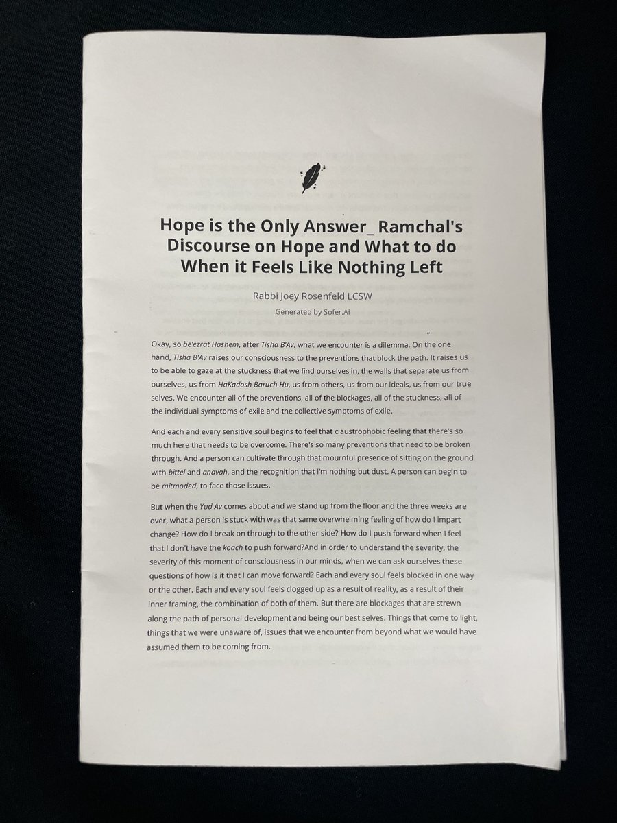 I read this over Shabbos
I listened twice &amp; this was the 2nd time I read the Sofer.AI transcript thanks to <a href="/ZachEFish/">Zach Fish</a>. This shiur has helped me reframe a lot of things. Check out out:
youtu.be/SnVFubXjC-w?si…

podcasts.apple.com/us/podcast/inw…

open.spotify.com/episode/2AKtJM…