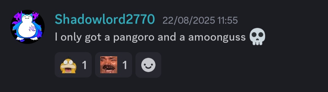 Borrowed my mom's phone to play gmax finale and somehow blitzkrieged to legend. Panda+ guss core is absolutely psychopathic but gained 300 elo in 10 sets, shooting from 2698 to 3004 without a single negative set! Back to the retirement home I go, see yall in December 

#PokemonGO