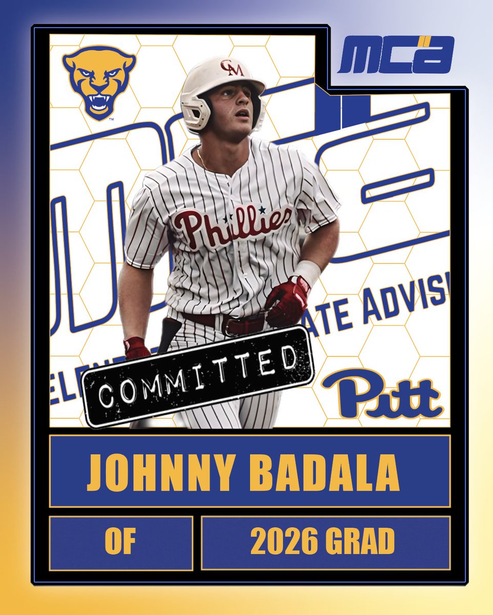 🚨COMMITMENT ALERT🚨

Congratulations to Johnny Badala on his commitment to continue his academic and baseball career at the University of Pittsburgh! 🐾⚾️

Your hard work and dedication have earned this amazing opportunity, and we are excited to see you shine as a Panther.
