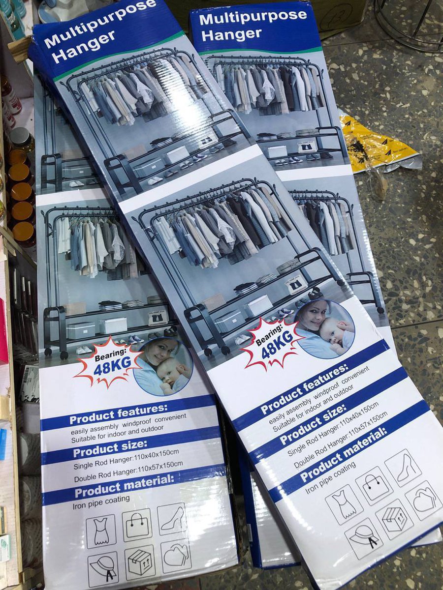 48kg heavy double pole with tyres
2 step cloth /bag hanger ❤️
Price; 40k
Nationwide delivery 🚚 

Pls repost 🙏😫