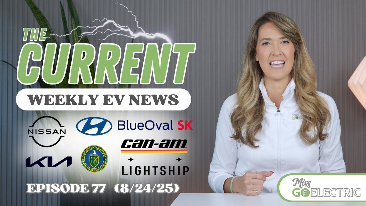 Miss GoElectric (@missgoelectric) on Twitter photo A variety of positive news hit the headlines this week. Join us for our latest episode of The Current : Weekly EV news.. in about 10 minutes!
This week we talk about:
β‘ <a href="/NissanUSA/">Nissan</a> LEAF pricing
β‘ <a href="/BlueOval_SK/">BlueOval SK</a> begins production of EV batteries
β‘ <a href="/ENERGY/">U.S. Department of Energy</a> new $1 billion funding A variety of positive news hit the headlines this week. Join us for our latest episode of The Current : Weekly EV news.. in about 10 minutes!
This week we talk about:
β‘ <a href="/NissanUSA/">Nissan</a> LEAF pricing
β‘ <a href="/BlueOval_SK/">BlueOval SK</a> begins production of EV batteries
β‘ <a href="/ENERGY/">U.S. Department of Energy</a> new $1 billion funding