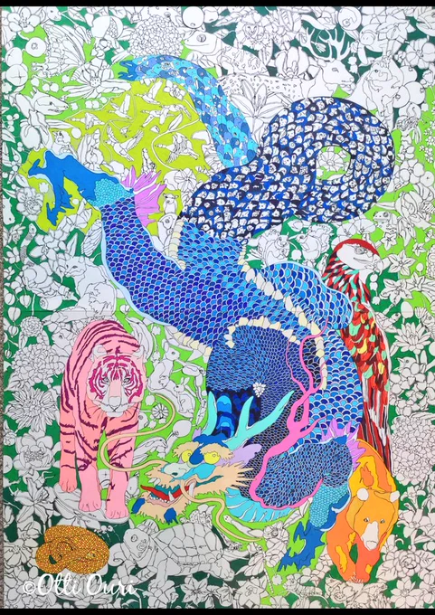 こちらも鋭意制作中 大きな作品です。 #ペン画 #途中経過 #OttiOuri