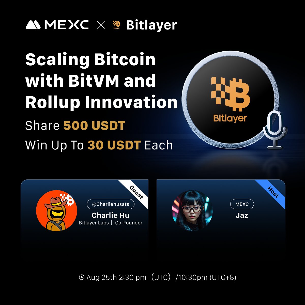 MEXC_Listings (@mexc_listings) on Twitter photo ๐๏ธ MEXC X Space AMA ๐๏ธ
๐นTopic: MEXC x <a href="/BitlayerLabs/">Bitlayer BitVM</a>: Scaling Bitcoin with BitVM and Rollup Innovation
๐นGuest: <a href="/CharlieHusats/">CharlieHu.sats</a>
๐ Set a reminder now: x.com/i/spaces/1DXxyโฆ
๐ Win up to 30 $USDT each: gleam.io/Qfzzz/mexc-x-bโฆ ๐๏ธ MEXC X Space AMA ๐๏ธ
๐นTopic: MEXC x <a href="/BitlayerLabs/">Bitlayer BitVM</a>: Scaling Bitcoin with BitVM and Rollup Innovation
๐นGuest: <a href="/CharlieHusats/">CharlieHu.sats</a>
๐ Set a reminder now: x.com/i/spaces/1DXxyโฆ
๐ Win up to 30 $USDT each: gleam.io/Qfzzz/mexc-x-bโฆ