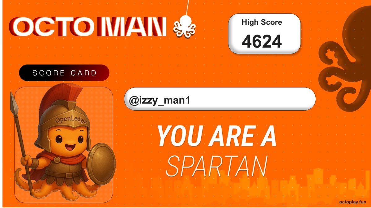 izzy_man1's tweet photo. I Scored 4624 in #octoman

Big moves from @OpenLedgerHQ lately, the future of decentralized AI feels bright.

I just hoping my points stack is good so far. 😂 it actually feels fun  I will be spending my evening here. https://t.co/2MGW9OeH5n