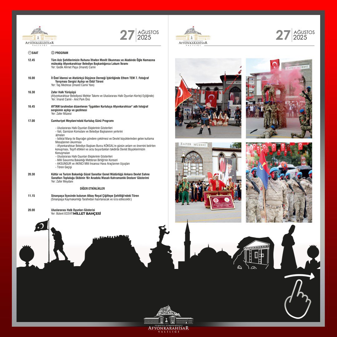 🇹🇷 Büyük Taarruz 103. yılında!

Türkiye’nin bağımsızlık ve egemenlik mücadelesinde dönüm noktası olan Büyük Taarruz’un 103. yılını gurur ve coşkuyla kutluyoruz.

📅 25-30 Ağustos tarihleri arasında gerçekleştirilecek Zafer Haftası Etkinlikleri,
📍 TBMM Başkanı Sayın Numan