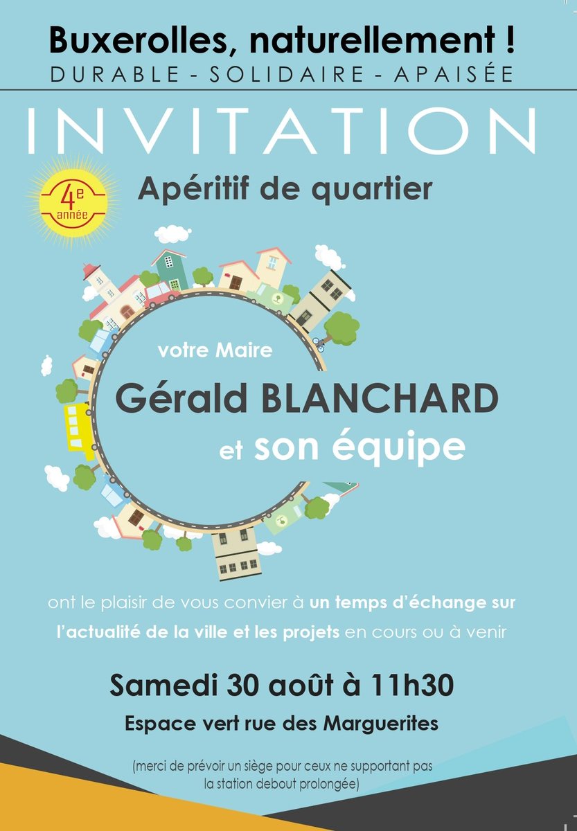 Terrain - proximité : nouvel apéritif samedi prochain. On vous attend nombreux ! #Buxerolles