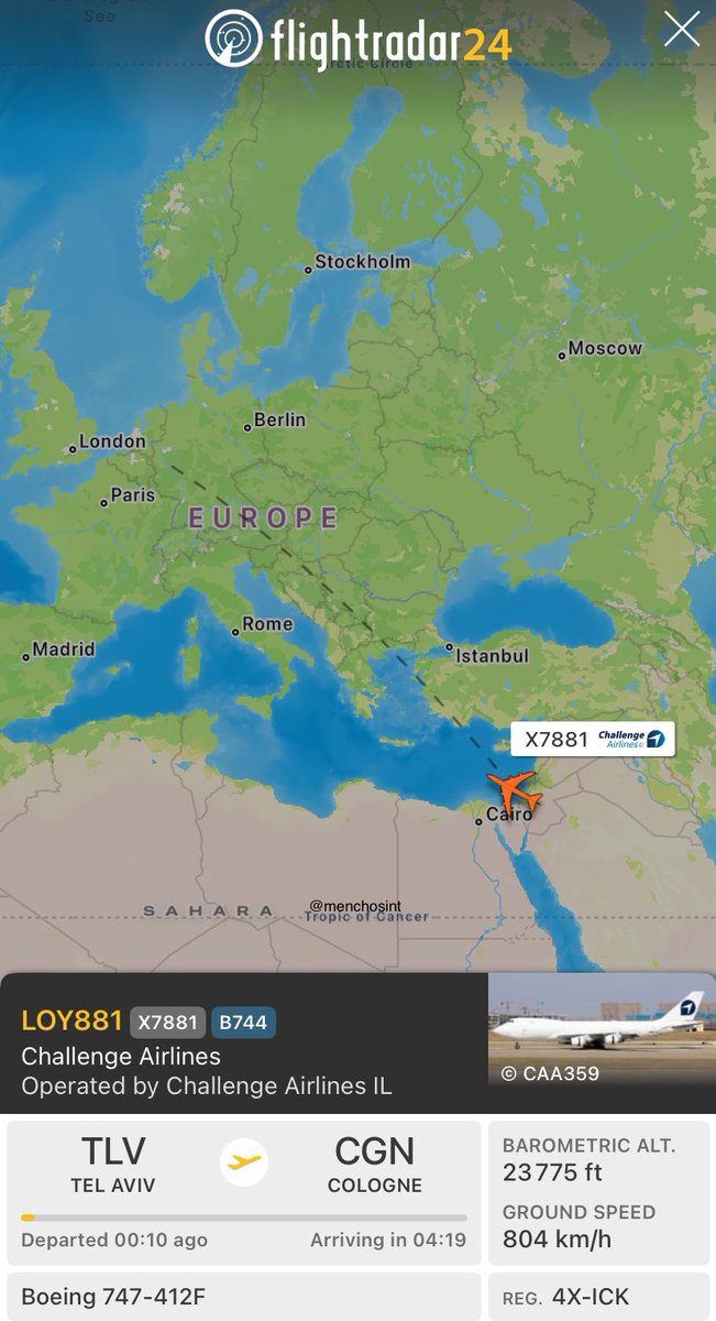 🇮🇱🛫🇩🇪 Israeli MoD Boeing 747 Freighter (4X-ICK) leave for Cologne, Germany, where it will pick up to 128 tons of Military equipment.

German Chancellor Merz on August 8th: "We will not authorise any exports of military equipment that could be used in Gaza until further notice."