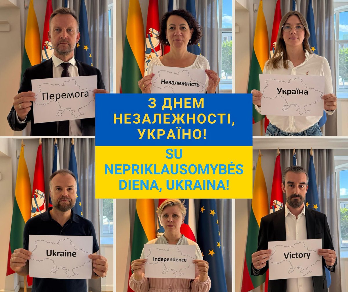 Rolandas Kačinskas (@rkacinskas) on Twitter photo Happy and victorious #IndependenceDay, #Ukraine!
Best wishes from the Embassy of #Lithuania in #Prague. 🇱🇹🤝🇺🇦
<a href="/Vasyl_Zvarych/">Vasyl Zvarych</a> Happy and victorious #IndependenceDay, #Ukraine!
Best wishes from the Embassy of #Lithuania in #Prague. 🇱🇹🤝🇺🇦
<a href="/Vasyl_Zvarych/">Vasyl Zvarych</a>