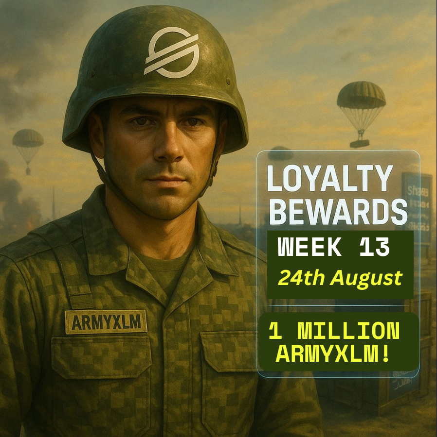 🪖 Last week, 100 loyal soldiers stood tall with 1M+ $ARMYXLM in their arsenal. 

Now we march into Loyalty Week 13…
Let’s see how many warriors step forward this time. 📈

Every soldier counts. Every rank matters.
Loyalty isn’t just rewarded — it’s remembered. 🏅

#ARMYXLM