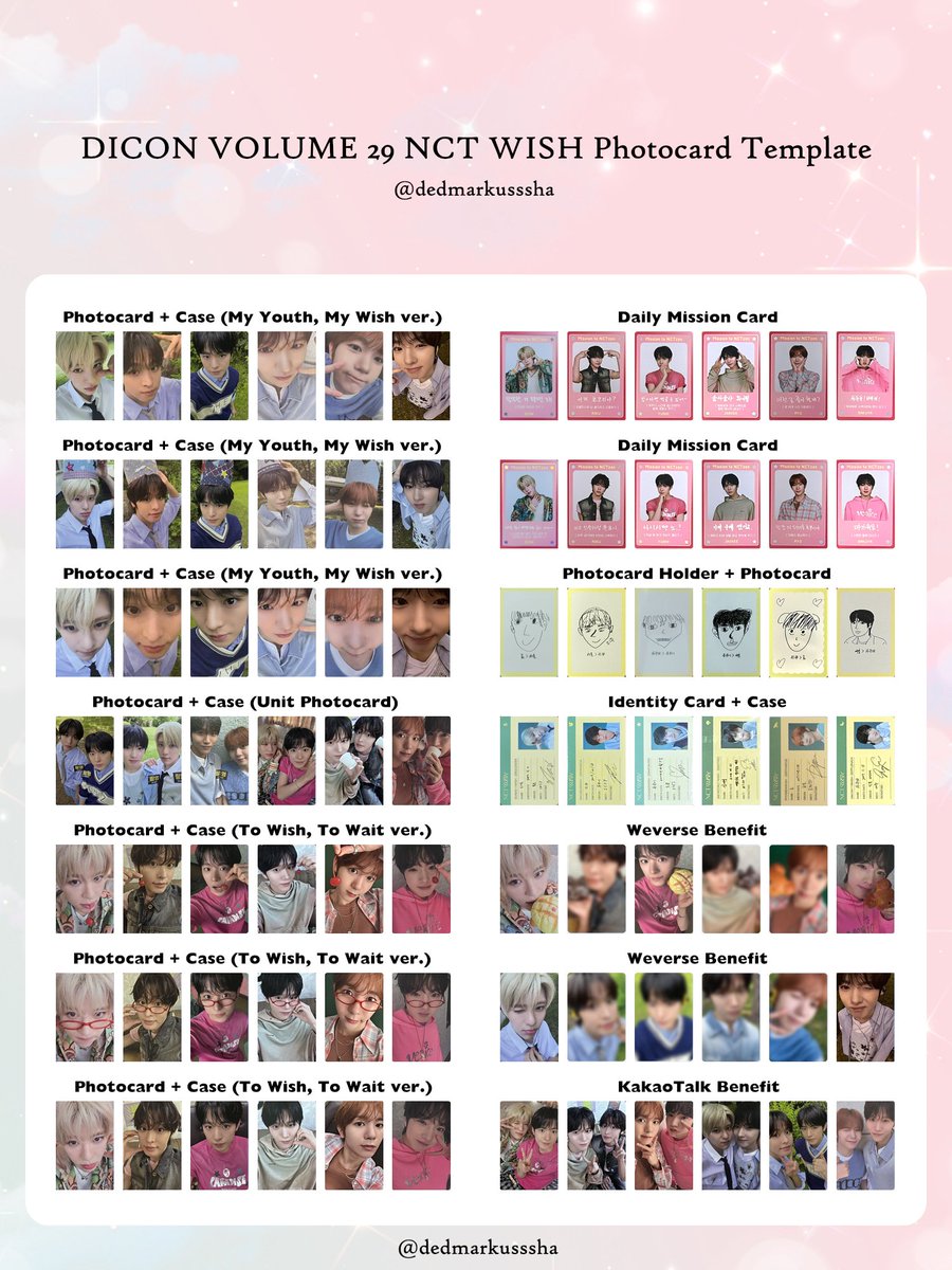 DICON VOLUME Nº29 NCT WISH Photocard Template will be update