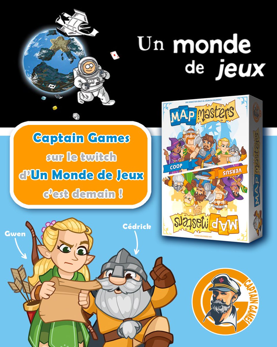 Captain Games (@captaingames_cg) on Twitter photo On se retrouve demain matin pour le Live d’<a href="/unmondedejeux/">Un monde de jeux</a>. On a hâte d’y être et de vous parler de Map Masters ! ⚔️🏰😁
#jeu #jeux #jds #jeudesociété #jeuxdesociété #umdj #unmondedejeux #mapmasters On se retrouve demain matin pour le Live d’<a href="/unmondedejeux/">Un monde de jeux</a>. On a hâte d’y être et de vous parler de Map Masters ! ⚔️🏰😁
#jeu #jeux #jds #jeudesociété #jeuxdesociété #umdj #unmondedejeux #mapmasters
