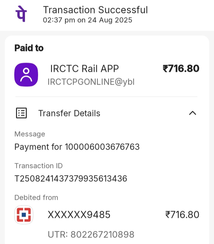 SNanda366's tweet photo. @railcomplaint @AshwiniVaishnaw  I lost money in booking. I tried to book ticket from Ahmedabad to Mangalore junction for 17th October. Money deducted but no booking done.
If I send email to eticket queries, they r not responding. What to do? https://t.co/w5JsppFQoJ