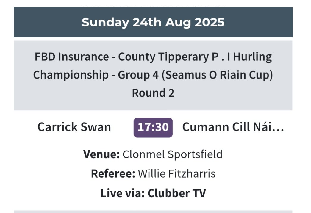 The South Tipp Hurling Watcher (@board_south) on Twitter photo A massive game in a winner takes all contest for county progression. <a href="/CarrickSwanClub/">Carrick Swan GAA Club</a> v <a href="/KillenauleRobin/">KillenauleGAARobins</a> in a re-run of the South final should attract a large crowd once more. Can the Swan continue their good form or will Killenaule overturn the tie this time? Verdict - Swan. A massive game in a winner takes all contest for county progression. <a href="/CarrickSwanClub/">Carrick Swan GAA Club</a> v <a href="/KillenauleRobin/">KillenauleGAARobins</a> in a re-run of the South final should attract a large crowd once more. Can the Swan continue their good form or will Killenaule overturn the tie this time? Verdict - Swan.