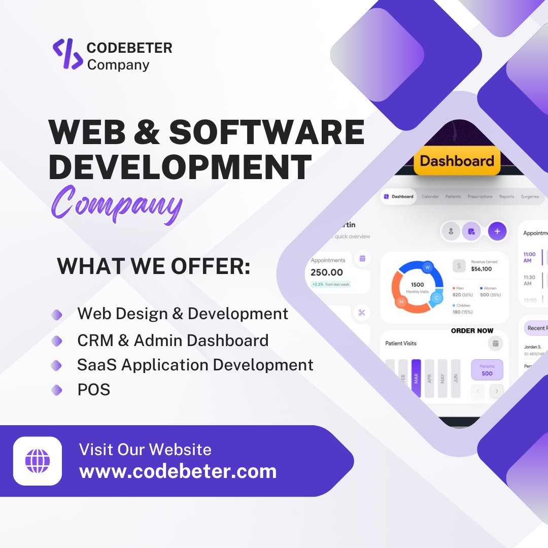 CodeBeter's tweet image. #codebeter #softwarecompany #agency #SoftwareDeveloper #SoftwareJobs #Website #CRM #POS #JoinUs #services #softwareservices