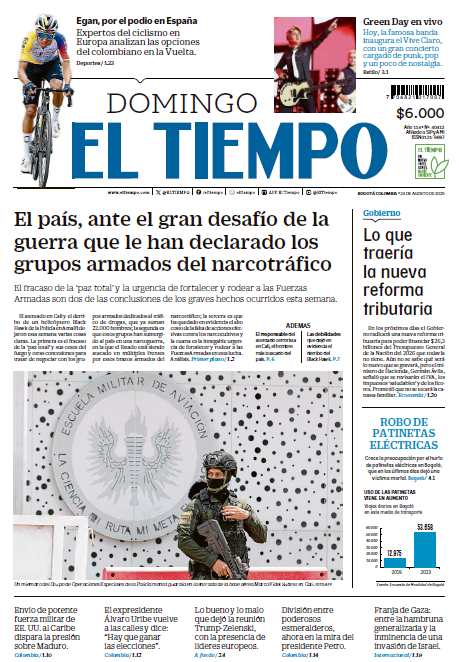 ELTIEMPO's tweet photo. 🔴 Muy buenos días. Esta es nuestra portada para el día de hoy.⬇️

🌞 Inicie el día bien informado con las principales noticias de Colombia y el mundo. 📰 https://t.co/y6Z6BtjcTa
