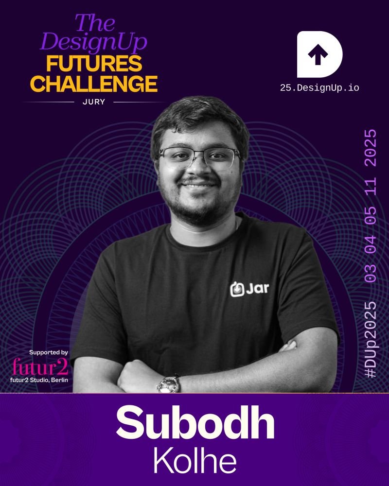 DesignUpConf (@designupconf) on Twitter photo If anyone knows where money’s headed, it’s <a href="/subodhkolhe/">Subodh Kolhe</a> — VP Product @Jar & our newest #FuturesChallenge jury member! He brings fintech depth & product insight to #DesignUp2025.
🗓 Submit by Aug 31 → 25.designup.io/challenge
#DUp25 #FintechDesign #DesignForImpact If anyone knows where money’s headed, it’s <a href="/subodhkolhe/">Subodh Kolhe</a> — VP Product @Jar & our newest #FuturesChallenge jury member! He brings fintech depth & product insight to #DesignUp2025.
🗓 Submit by Aug 31 → 25.designup.io/challenge
#DUp25 #FintechDesign #DesignForImpact