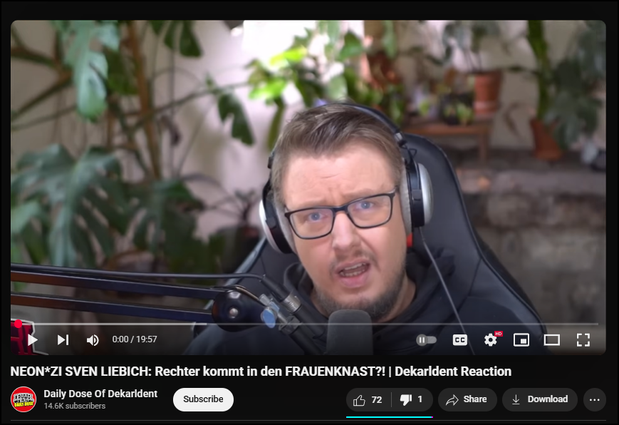 ArnoNym (@arnonymuski) on Twitter photo Liebe <a href="/MarlaSvenjaL/">Marla Svenja Liebich</a>,
der linke Twitch-Streamer Karl Krey ("Dekarldent") hat Sie aufs übelste beleidigt und missgendert. Außerdem wirft er Ihnen den "Missbrauch des SBGG" vor.
Ich und andere würden uns an den Kosten für ein Verfahren gegen ihn beteiligen.
youtube.com/watch?v=cEvTDL… Liebe <a href="/MarlaSvenjaL/">Marla Svenja Liebich</a>,
der linke Twitch-Streamer Karl Krey ("Dekarldent") hat Sie aufs übelste beleidigt und missgendert. Außerdem wirft er Ihnen den "Missbrauch des SBGG" vor.
Ich und andere würden uns an den Kosten für ein Verfahren gegen ihn beteiligen.
youtube.com/watch?v=cEvTDL…