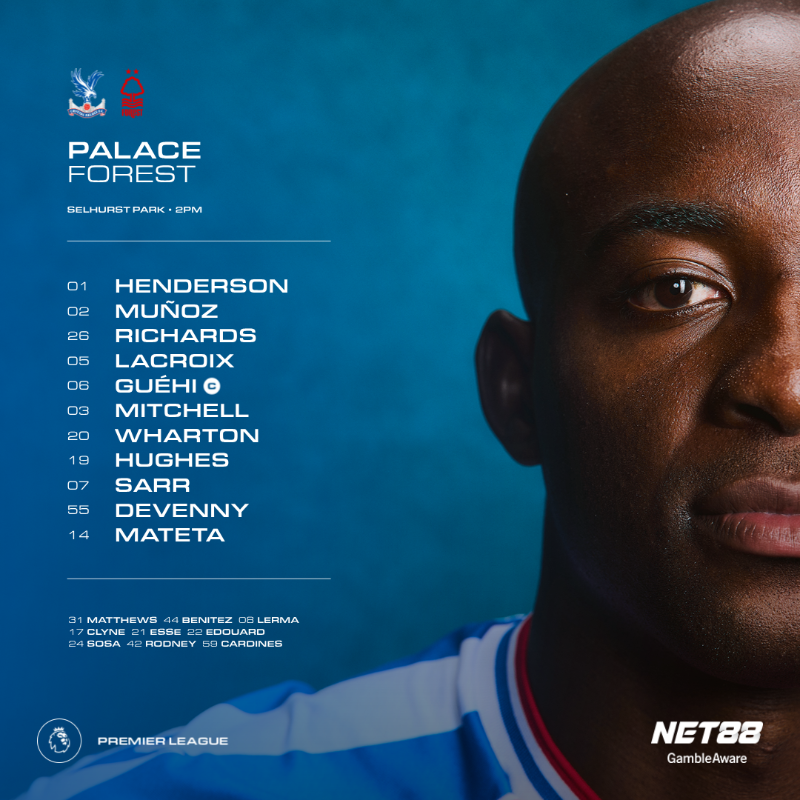 CPFC's tweet photo. Your Crystal Palace XI to take on Forest 🦅