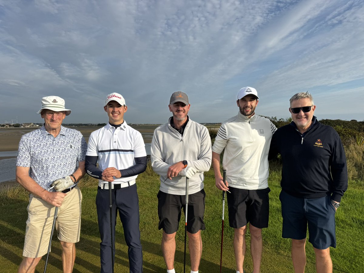Some of the competitors playing in the Seamus Campbell Senior Scratch Cup today with Captain Larry.