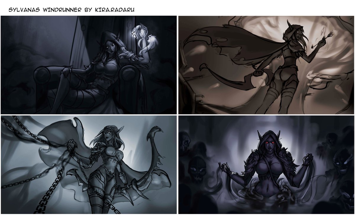 As part of my training, I will be drawing a splash art of #Sylvanas Windrunner from #warcraft . I have already sketched out some options for the future splash.

#SylvanasWindrunner #fanart