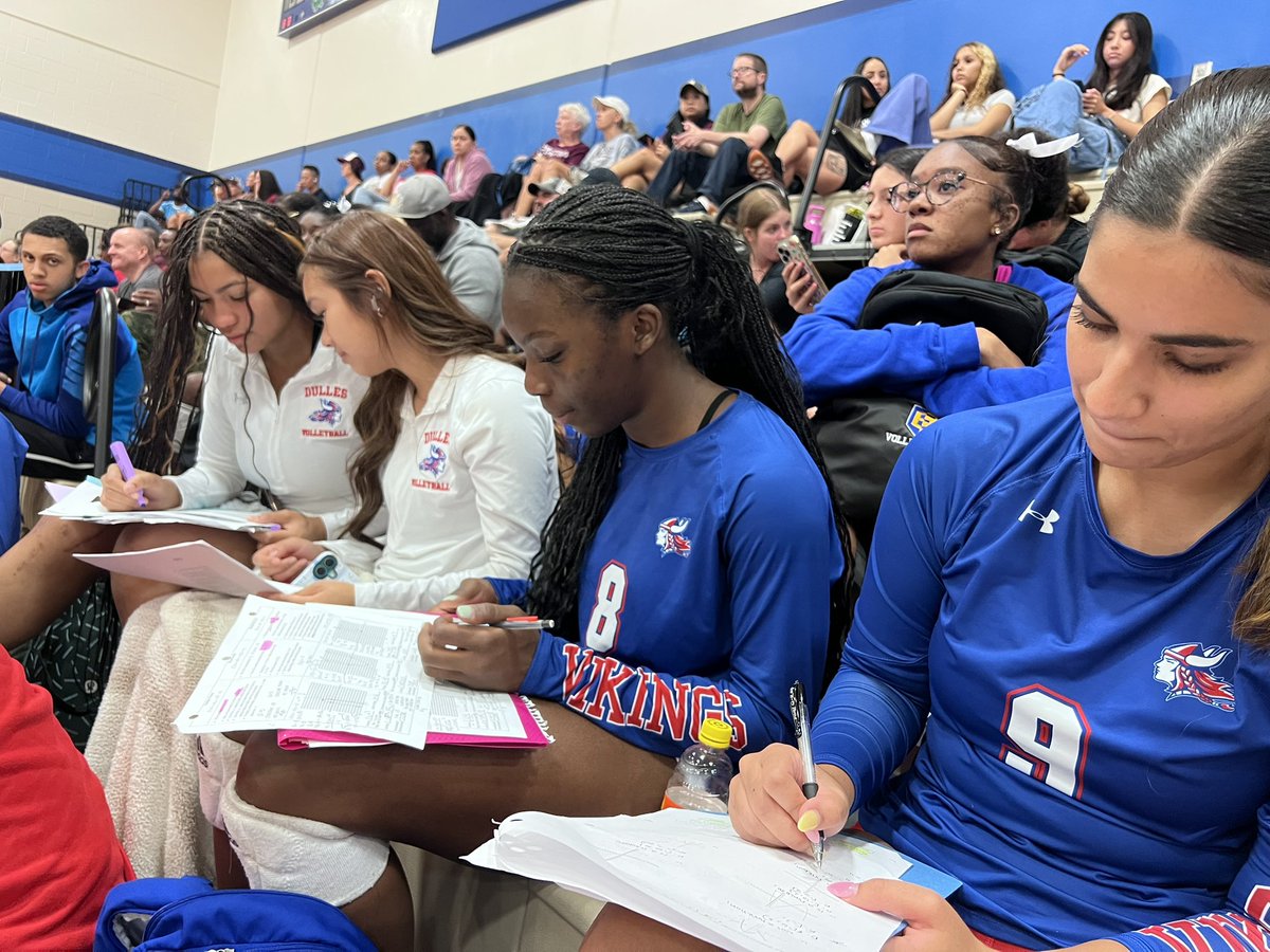 Dulles Volleyball (@dullesvball) on Twitter photo After winning against Elsik this morning, the Lady Vikes put in some study time in between games. #onamission #vikingpride #studentathlete After winning against Elsik this morning, the Lady Vikes put in some study time in between games. #onamission #vikingpride #studentathlete