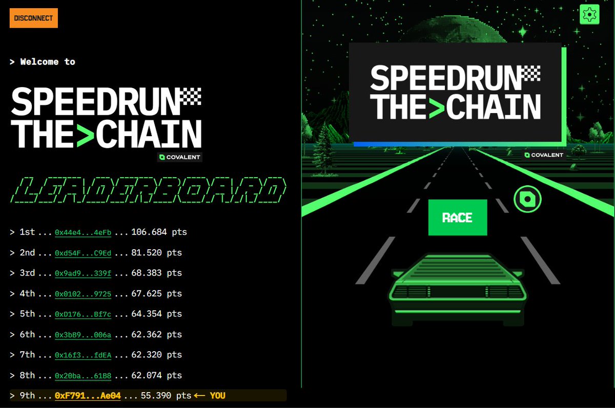 I’m currently showing up at 9th place in <a href="/Covalent_HQ/">Covalent</a> 's Speed Run game, and honestly, being in the Top 10 feels amazing. 🚀

But there’s an issue… For the past two days, the points I earned from my races haven’t been updating. My rank should actually be higher, but it seems