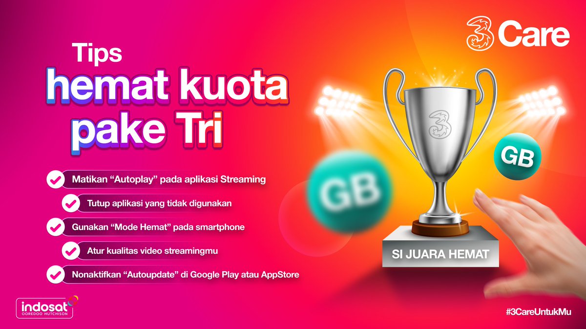 Kuota takut habis? gak tau cara tips hemat? ni aku kasih tau tips hemat kuota pake Tri #3CareIndonesia <a href="/3CareIndonesia/">3Care Indonesia</a>