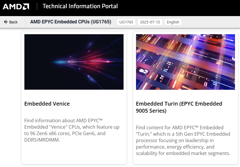 InstLatX64's tweet photo. On the #AMD site, this page mentions a 96-core maximum (8 CCDs) for the classic (embedded) #Zen6 based #Venice #EPYC, which is a drop from the 128-core #Zen5 #Turin. I don't know what causes this: CCD size? CCD consumption? Chiplet IO size?
https://t.co/eod4E8adS9
#MRDIMM https://t.co/iq8eotH5cX