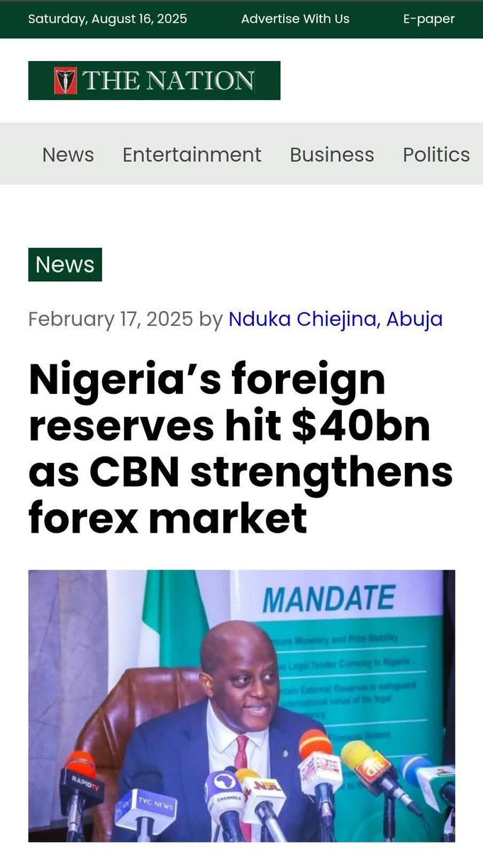 dprof_csc's tweet image. 2024 - Forex reserves hits $40b.

2025 - Forex reserves hits $40b.

Every year, forex reserves is hitting $40b.
#VDM
#BBNajia