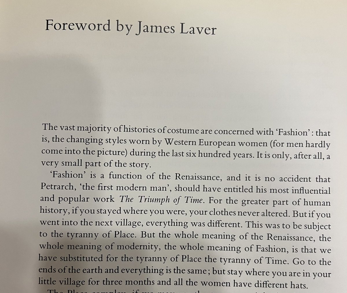 I read some of this over shabbos. 

I liked this from the foreword. 

“The whole meaning of Fashion is that we have substituted the tyranny of place for the tyranny of time”