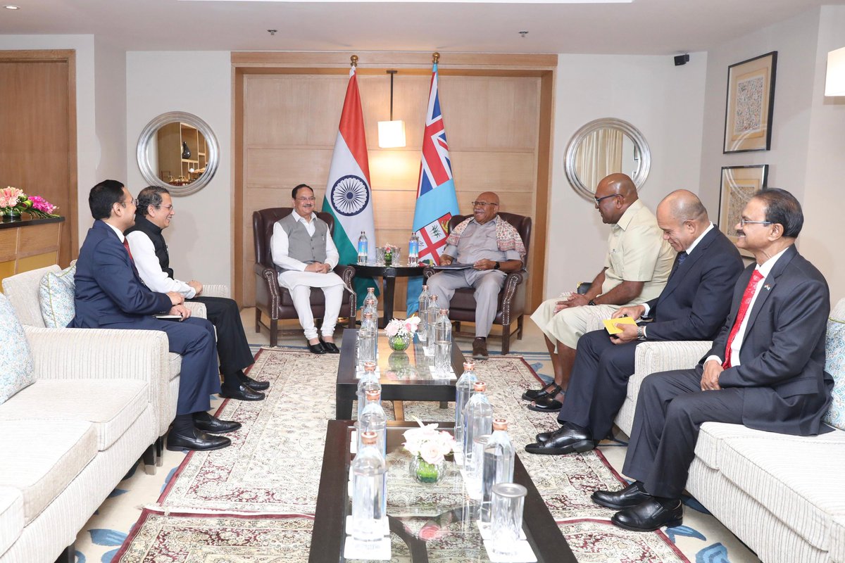 Met with the Prime Minister of Fiji, Sitiveni Ligamamada Rabuka, in New Delhi today as part of our 'Know BJP' initiative.

Our discussions focused on strengthening party-to-party relations, where I highlighted our party’s ideology, organizational framework, and its role in